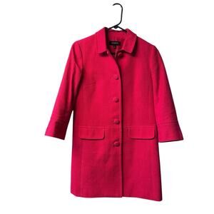 Talbots Coat Womens Sz 2 Hot Pink Peacoat Button Front Longer Jackie Kennedy